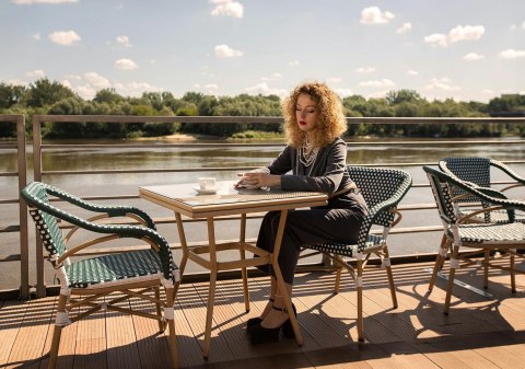 Krzesło ogrodowe CAFE MIRAMAR turkus / morski rattan