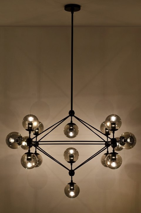 MOOSEE lampa wisząca PLANETARIO 15 czarna - klosze dymione