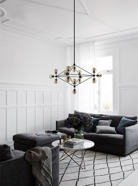 MOOSEE lampa wisząca PLANETARIO 15 czarna - klosze dymione