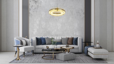 Moosee MOOSEE lampa wisząca SATURNUS 47 DUO złota - LED, kryształ, stal szczotkowana