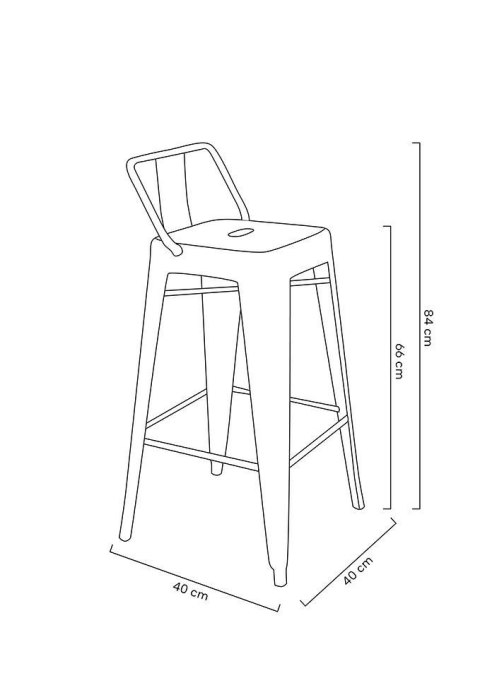 King Home Krzesło barowe TOWER BACK 66 (Paris) metal