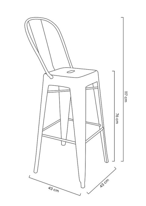 King Home Krzesło barowe TOWER BIG BACK 76 (Paris) metal