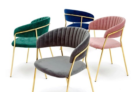 Krzesło MARGO ciemny szary - welur, podstawa złota