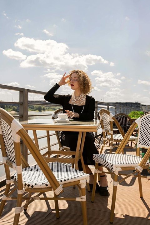 King Home Krzesło ogrodowe CAFE PARIS białe rattan