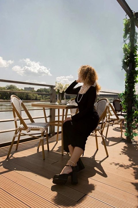 King Home Krzesło ogrodowe CAFE PARIS białe rattan