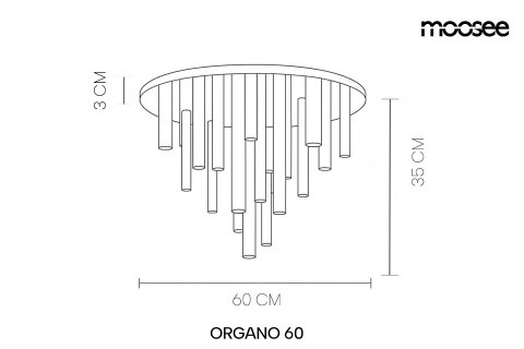 MOOSEE lampa sufitowa / plafon ORGANO 60 złota