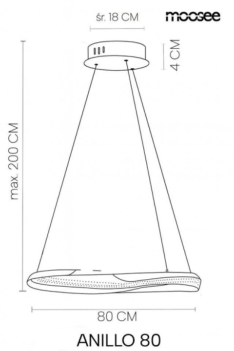 MOOSEE lampa wisząca ANILLO 80 czarny chrom