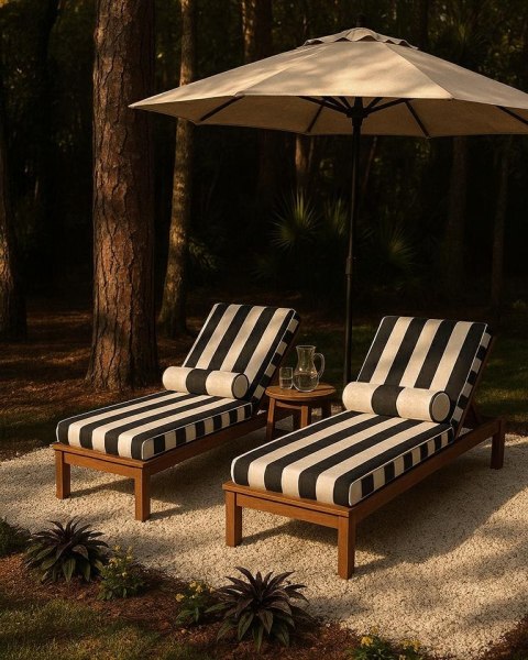 Materac ogrodowy AZURE z poduszką biało-czarny