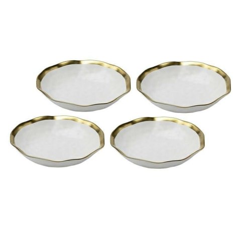 KARE komplet 4 talerzy głębokich BELL 20 cm biało-złoty