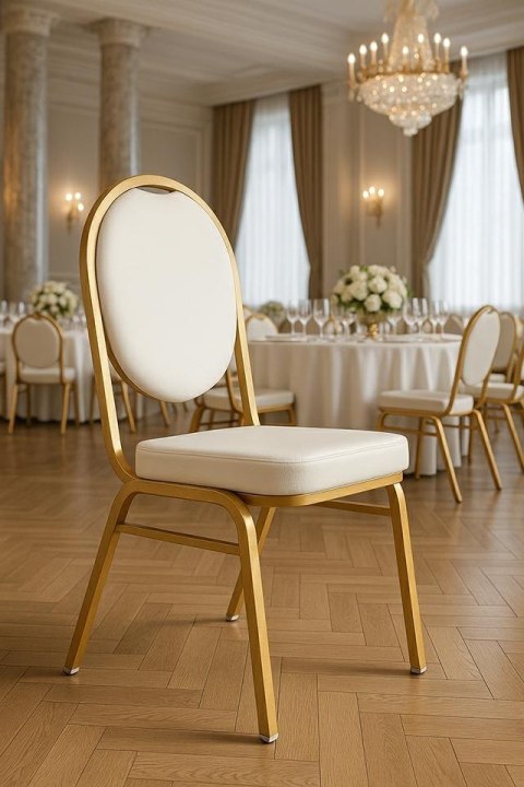 Krzesło bankietowe / konferencyjne HESTIA białe / złote