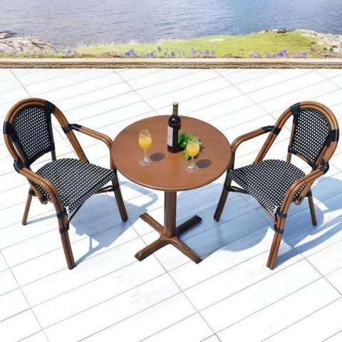 Krzesło ogrodowe CAFE PARIS ARM brązowe rattan