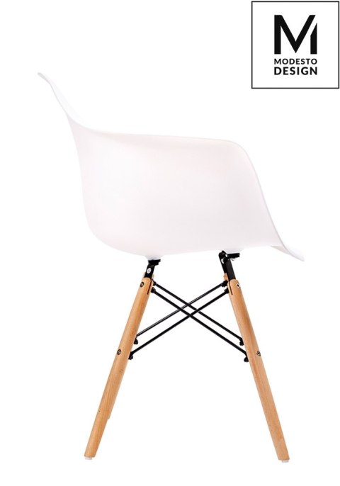 Modesto Design MODESTO fotel DAW DSW biały - polipropylen, nogi bukowe