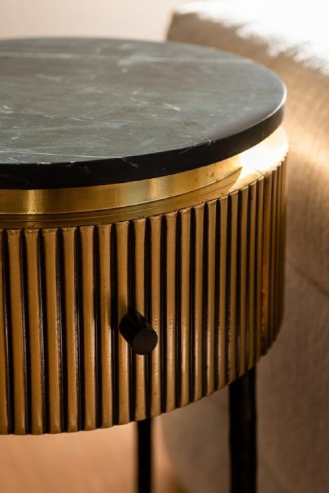 Richmond Interiors RICHMOND stolik IRONVILLE 40 cm - marmur, metal, MDF, sklejka brzozowa