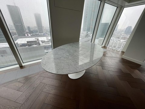 Stół TULIP ELLIPSE MARBLE CARRARA 200 biały - marmur, metal