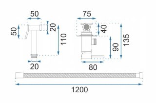 BATERIA BIDETOWA PODTYNKOWA LOOP LUNGO CHROM