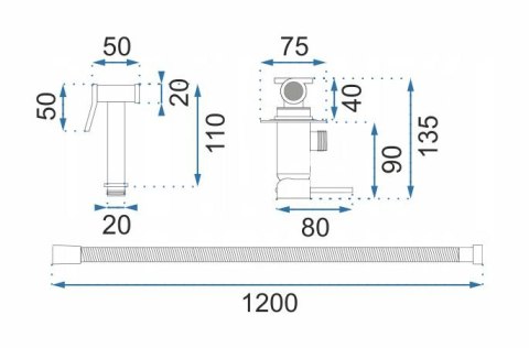 BATERIA BIDETOWA PODTYNKOWA LOOP LUNGO CHROM