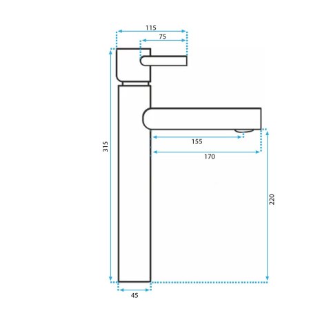 BATERIA UMYWALKOWA TESS CZARNA WYSOKA