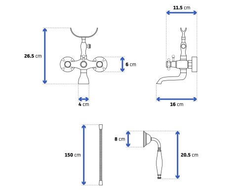 BATERIA WANNOWA RETRO CZARNA PRZECIERANA