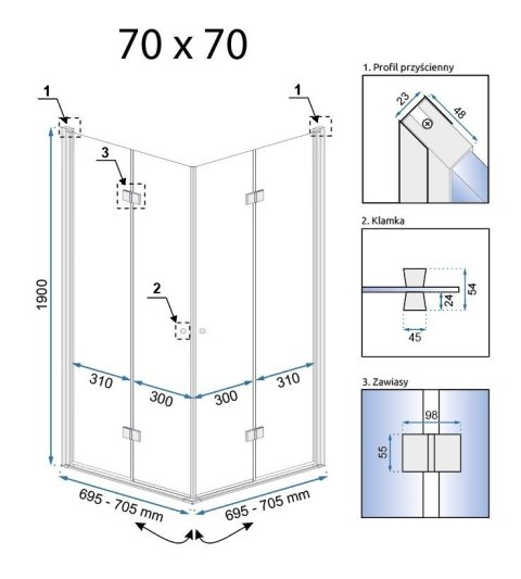 KABINA FOLD N2 CHROM 80x80
