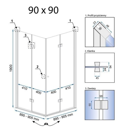 KABINA FOLD N2 CHROM 90x90