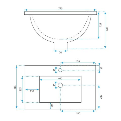 UMYWALKA DAFNE 70 - WPUSZCZANA