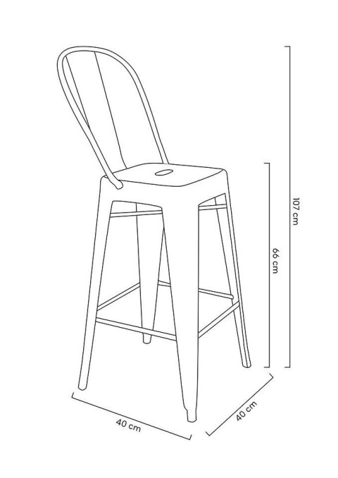 King Home Krzesło barowe TOWER BIG BACK 66 (Paris) czarne