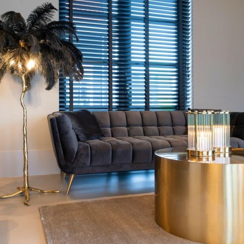 Richmond Interiors RICHMOND sofa HUXLEY ANTRACIET - welur, szczotkowane złoto