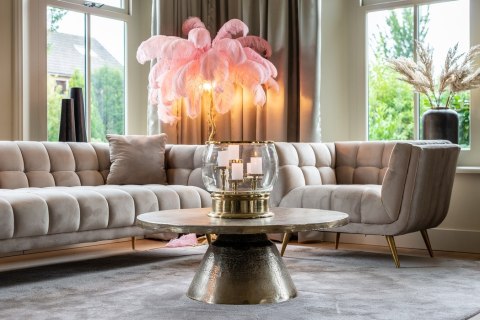 Richmond Interiors RICHMOND sofa HUXLEY KHAKI - welur, szczotkowane złoto