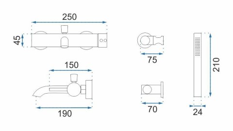 BATERIA WANNOWA LUNGO RÓŻOWE ZŁOTO