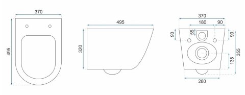 WC - CARLO MINI RIMLESS GOLD BLACK