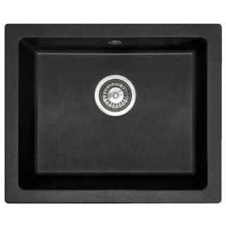 ZLEWOZMYWAK GRANITOWY NELS CZARNY METALIK+SYFON