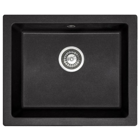 ZLEWOZMYWAK GRANITOWY NELS CZARNY METALIK+SYFON