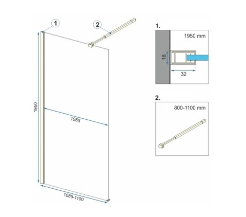ŚCIANKA PRYSZNICOWA AERO BRUSH GOLD 120