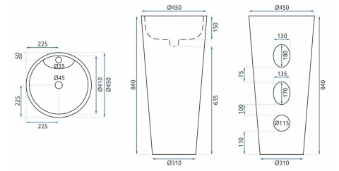 UMYWALKA ANYA GRANIT MATT - WOLNOSTOJACA