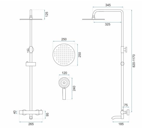 ZESTAW NATRYSKOWO-WANNOWY LUNGO RÓŻOWE ZŁOTO TERMO