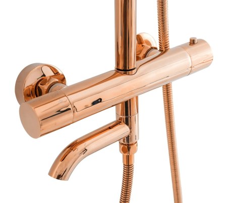 ZESTAW NATRYSKOWO-WANNOWY LUNGO RÓŻOWE ZŁOTO TERMO