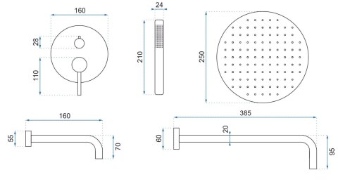 ZESTAW NATRYSKOWO-WANNOWY Z WYLEWKĄ LUNGO BIAŁY