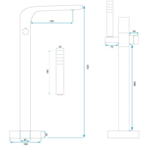 BATERIA WANNOWA PODŁOGOWA ST004 CLARK ZŁOTA
