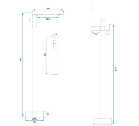 BATERIA WANNOWA PODŁOGOWA ST005 TERY CZARNA