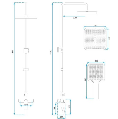 ZESTAW NATRYSKOWY MY2021-77G ARGUS ZŁOTY