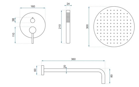 ZESTAW NATRYSKOWY PODTYNKOWY LUNGO CZARNY METALICZ