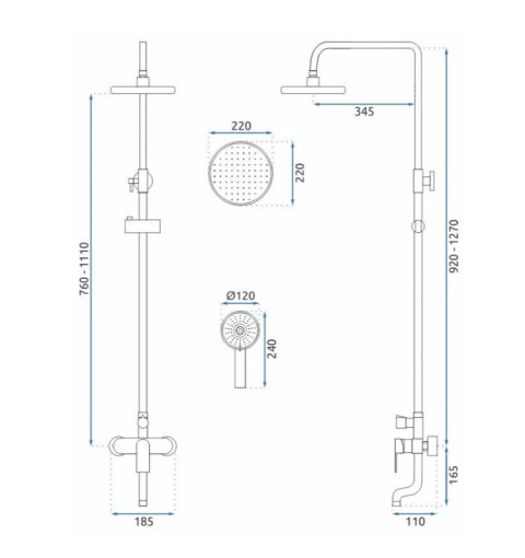 ZESTAW NATRYSKOWY VERSO ZŁOTY SZCZOTKOWANY