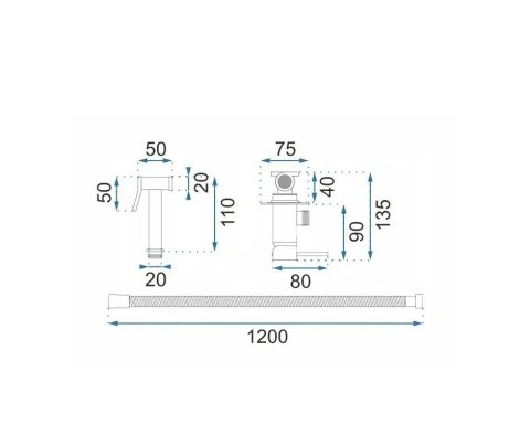 BATERIA BIDETOWA PODTYN LOOP LUNGO CZARNA METALICZ