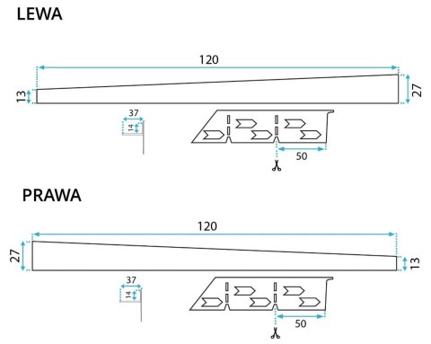 LISTWA SPADKOWA ZŁOTA 100 cm LEWA