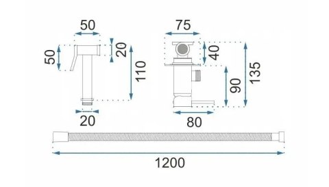 BATERIA BIDETOWA PODTYN LOOP LUNGO MIEDŹ SZCZO