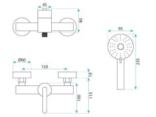 BATERIA PRYSZNICOWA JS-11804BG ONTARIO ZŁOTA SZCZO