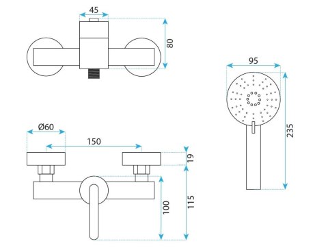 BATERIA PRYSZNICOWA JS-11804BG ONTARIO ZŁOTA SZCZO