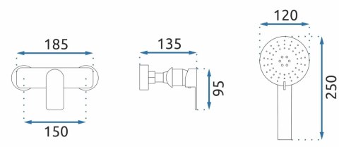 BATERIA PRYSZNICOWA MY1805-8CW BLOOM BIAŁA/CHROM