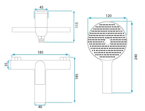 BATERIA WANNOWA AVALON MIEDŹ SZCZOTKOWANA