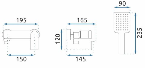 BATERIA WANNOWA MY1902-3RGG STORM MIEDŹ SZCZOTKOWA